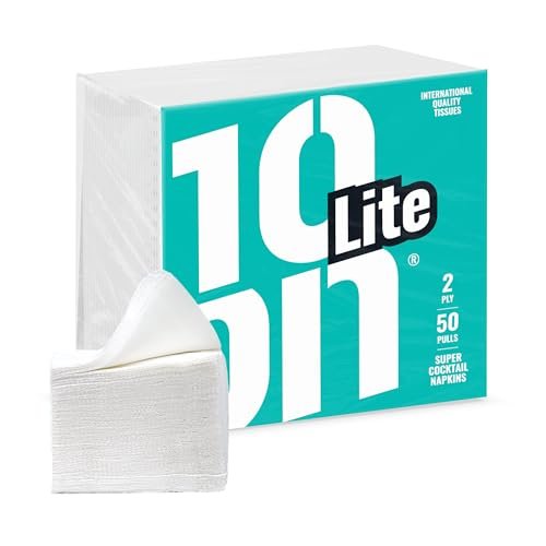 10on Lite Extra Soft Cocktail Tissue Paper | 2 Ply Napkins - 50 Pulls | Size 22x 22 cms | Soft and Absorbent |