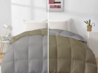 Razzai 500 GSM Winter Comforter Premium Collection Quilted Revesible Comforter (90" x 90" Inches/228cm x 228cm) - Queen Size | Silver/Beige