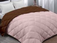 AYKA Reversible Comforter 220 GSM Microfiber Reversible AC Comforter/Blanket for Winter/Quilt/Duvets for King Size Double Bed Comforter (90 * 100, Brown & Peach)| TC - 220