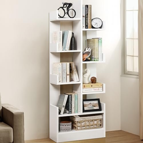 ABOUT SPACE Open Book Shelf Book Storage Display Rack - Engineered Wood Multipurpose Book Storage Display Organizer Rack with Solid Finish Showcase Stand (L 47 x W 20.8 x H 141.2 cm)