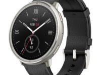 Amazfit Active 2 Premium 44mm Smart Watch, Sapphire Glass Display, Free Silicon Strap in Box, Built in GPS, 10day Battery, 5ATM, for iOS & Android, 2000 Nits Bright, 160+ Sports Mode, Black Leather