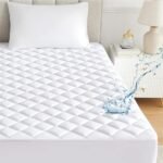 Ayka Waterproof Queen Size 72x60 inch Cotton Quilted Mattress Protector Breathable Hypoallergenic Noiseless Ultra Soft Elastic Fitted Bed Protector Mattress/Bed Cover (White, Queen (72 * 60"))