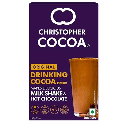 Christopher Cocoa, Drinking Chocolate Cocoa Powder, Dark No Sugar, 100g
