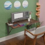 Compal Wall Mounted Table, Wall Mount Table, Folding Shelf, Folding Wall Mounted Plywood Study Table, Office Table, Work Table, Foldable Laptop Table (Modern Brown, 24X32 Inches)