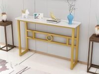 Console Table With Semi-Open Metal Frame, Table Suitable For Hallway Furniture, Gold