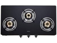 Elica Vetro Glass Top 3 Burner Gas Stove (703 CT VETRO BLK)