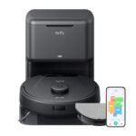 Eufy L60 Hybrid Robot Vacuum with Self Empty Station, Hair Detangling Technology, 120 Minutes runtime Up to 60 Days of Hands Free Cleaning, Ultra Strong 5,000 Pa Suction to Remove Hair, Dust, Mop Pad
