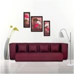 FRESH UP 4 Seater Sofa Cum Bed 78x44x10 Inches Polycotton Fabric Washable Cover with 4 Cushions (Maroon | 4 Sits and 2 Sleeps | Low Floor Seating) 4-Person Sofa