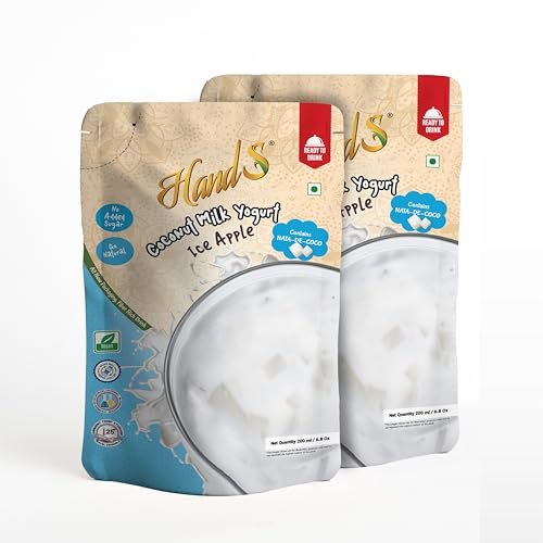 HandS Dairy-Free Coconut Yogurt with Ice Apple | Plant-Based Vegan Yogurt Drink with Fresh Fruit Pulp & Palm Sugar Crystals | No Preservatives or Chemicals | 200g Each (Pack of 2)