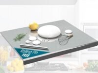 Herrlich Homes 304 Stainless Steel Chopping Board with Lip for Kitchen | Free Rollin Pin | Non Slip| Rust Proof | Easy to use| Round Edge| For Cutting Vegetables, Meat,Fish,Fruits | Medium |42 x 32 cm