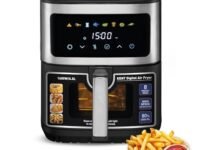 KENT Digital Air Fryer 6.5L,1600W,Bake,Grill & Roast,Up To 80% Less Oil Usage,Rapid Heat Circulation,8 Preset Menu,Digital Display & Touch Control Panel,Glass Window With In Built Light,Black