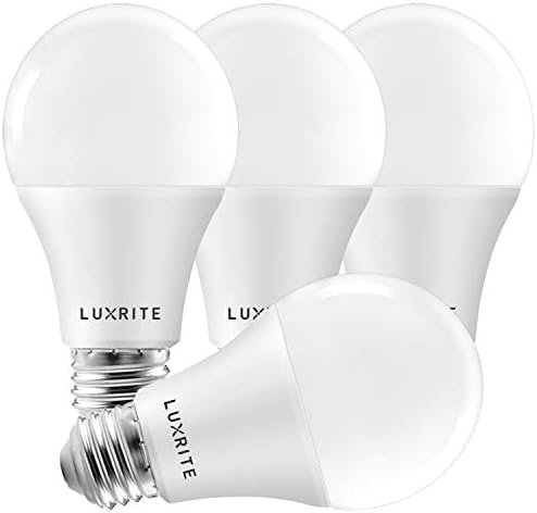 LUXRITE A19 LED Light Bulbs 100 Watt Equivalent Dimmable, 3500K Natural White, 1600 Lumens, Enclosed Fixture Rated, Standard LED Bulbs 15W, Energy Star, E26 Medium Base - Indoor and Outdoor (4 Pack)