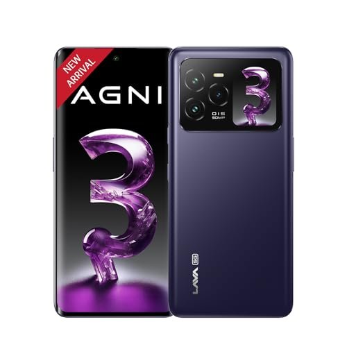 Lava Agni 3 5G (Heather Glass, 8GB+128GB) | India's 1st Dual AMOLED | Dimensity 7300X | 50MP Triple AI Camera | 66W Fast Charge,5000 mAh Battery | Clean UI | Free Replacement @ Home | Without Charger