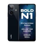 Lava Bold N1 (Radiant Black, 4 GB RAM, 64 GB Storage) | 6.75" (90 Hz) HD+ Display | 13MP AI Dual Rear Camera | 5000 mAh Battery | Secure Face Unlock | Fingerprint Reader | Charger & Phone-Case in Box