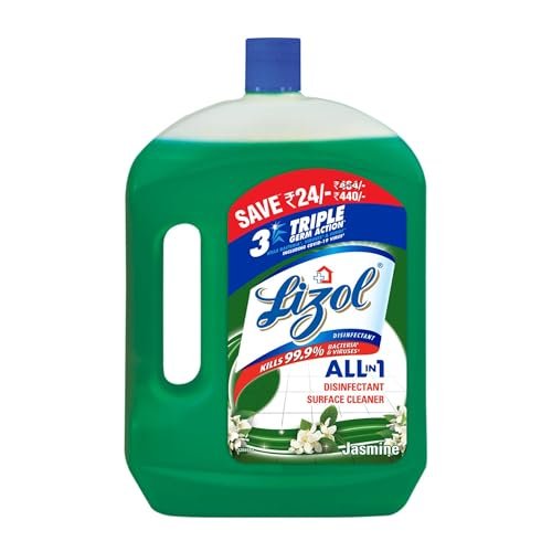 Lizol Disinfectant Surface & Floor Cleaner Liquid, Jasmine - 2 Litre | Suitable for All Floor Cleaner Mops | Kills 99.9% Germs| India's #1 Floor Cleaner