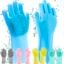 Magic Silicone Dish Washing Gloves, Silicon Cleaning Gloves, Silicon Hand Gloves for Kitchen Dishwashing and Pet Grooming, Great for Washing Dish, Car, Bathroom (1 Pair,Assorted)
