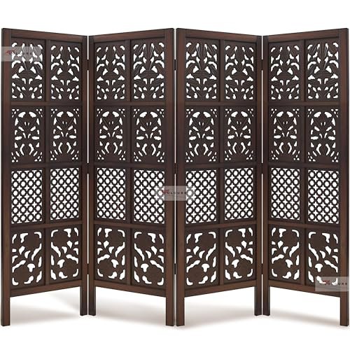 NEOCOLOURS Wooden Partition Divider for Living Room, Partition Wall, Privacy Divider, Freestanding Panels for Makeup Studio/Changing Room/Pooja Room (4 Panel 5 FEET Mix)