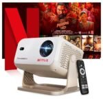 [Netflix Official License] Crossbeats Lumex Flix Projector 4k Ultra HD, 1080p Native, Android 13, WiFi, 16000 Lumens, Smart Mini Projector for Room, Portable Home Cinema, Built-in Apps, 300''Display