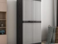 Nilkamal Freedom Large 18 (FMSC18) Shoe Rack Plastic Cabinet with Dustproof Door – Shoe Rack for Home, Chappal Stand for Home Indoor & Outdoor, Shoes Rack Plastic with Door (Grey/Charcoal Grey)