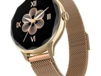 Noise Diva Smartwatch with Diamond Cut dial, Glossy Metallic Finish, AMOLED Display, Mesh Metal and Leather Strap Options, 100+ Watch Faces, Female Cycle Tracker Smart Watch for Women (Gold Link)