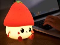 One94Store Strawberry Silicone Night Lamp for Kids – Cute Rechargeable LED Light with Tap Control & 8 Color Modes | Soft Touch Nursery Lamp & Birthday Gift - Red