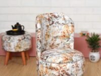 Ottoman pouffes Stool for Living Room Dinning Chair for Living Room Dressing Makeup Table Pouffe Chair (Chair-YellowOrange)