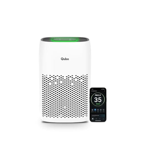 Qubo Smart Air Purifier Q200 for Home by Hero Group | 200 Sqft | 99.99% Allergen Removal | HEPA H13 | 9000 Hrs Filter Life | App & Voice Control | Energy Saving | Ultra-Quiet BLDC Motor (White)