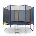 REZNOR 16 Feet Trampoline with Enclosure Safety Net & Jumping Pad for Children Kids & Adults Indoor/Outdoor Backyard Fitness Exercise Recreational Rainbow Color Trampoline