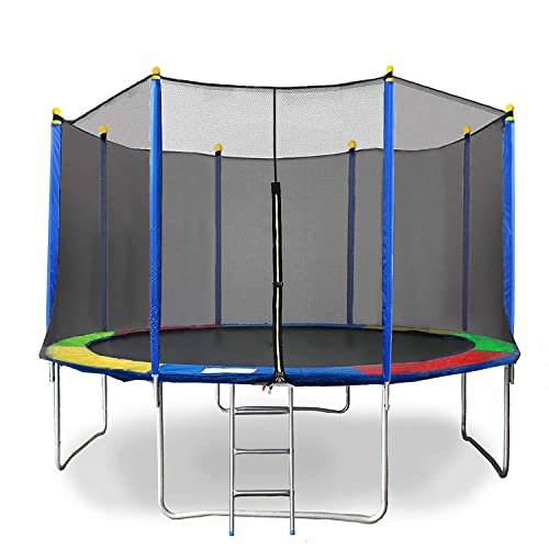 REZNOR 16 Feet Trampoline with Enclosure Safety Net & Jumping Pad for Children Kids & Adults Indoor/Outdoor Backyard Fitness Exercise Recreational Rainbow Color Trampoline