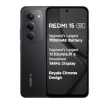 Redmi 15 5G Midnight Black 6GB + 128GB | Segment's Largest 7000mAhA Battery | Segment's Largest Display 17.53cm(6.9) Up to 144Hz | Snapdragon 6s Gen 3 | 18W Reverse Charging | 50MP AI Dual Camera