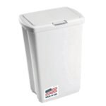Rubbermaid FG233900WHT Spring Top Trash Can with Lid, 13-Gallon, White, Plastic Garbage Bin/Wastebasket for Home/Kitchen/Bathroom/Garage, 53-quart