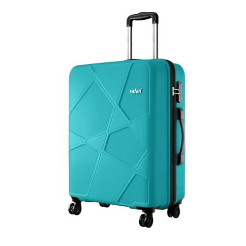 Safari Pentagon Pro 8 Wheels Checkin Trolley Bag, Hard Case Polypropylene 360º Wheeling Luggage for Men & Women, Suitcase Bag for Travel, Cyan, 65 cm, Medium Size