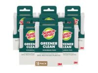 Scotch-Brite Greener Clean Non Scrubbers Ideal for Dishwashing, Kitchen, Bathroom and More, Scours Without Scratching, 18 Pads