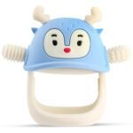 Silicone Reindeer Teether | Teething Toys for 3+ Months Babies, Infant Hand Teether Pacifiers for 3+ Months Breastfeeding Babies, Easy Grip Teething Mitten (Light Blue)