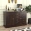 Solid Sheesham Wood Wooden Cabinet Sideboard with 4 Drawers and 2-Door Storage (Walnut Finish)