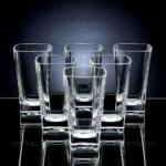 Square Polycarbonate Water Unbreakable Glass Set of 6, (300ml, Transparent) - Plastic Tumblers for Juice, Beer, Drinking