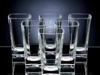Square Polycarbonate Water Unbreakable Glass Set of 6, (300ml, Transparent) - Plastic Tumblers for Juice, Beer, Drinking