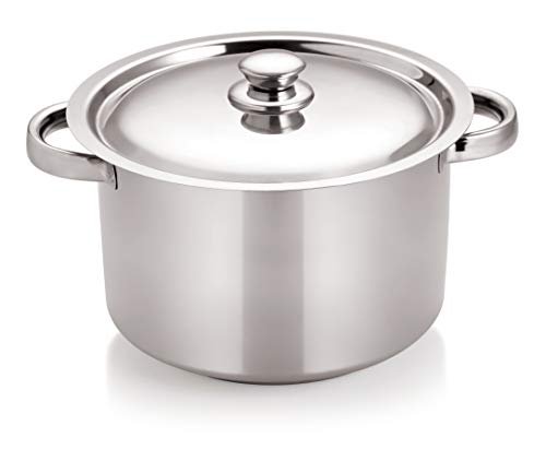 Stainless Steel Stock Pot with lid 3.0 Liters - Silver 18cm (Diameter 18 CM, Height 13 CM)