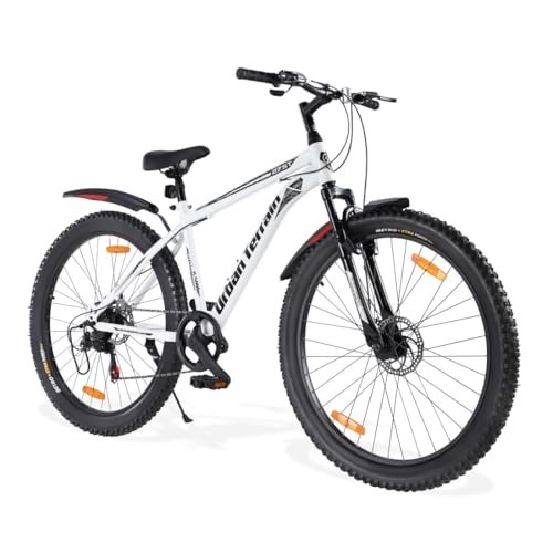Urban Terrain Galaxy Max Multispeed Geared High Performance Mountain Cycles for Men with Complete Accessories MTB Bike 27.5T (7 Speed, White)