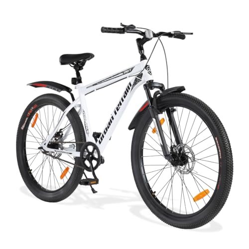 Urban Terrain Galaxy Pro Steel High Performance Mountain Cycles for Men 26T with Front Suspension & Dual Disc Brake MTB Bike Single Speed | Ideal for 13+ Years, Frame Size : 17 inch, (White)