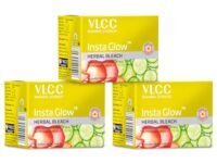 VLCC Insta Glow Herbal - 27g X 3 (Pack of 3) | Fades Facial Hair, Lightens Facial Hair | With Cucumber & Rose Petals | Skin Whitening