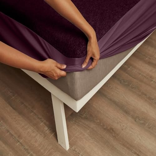 Wakefit Cotton Feel Terry Ultra Soft Waterproof Mattress Protector | Breathable - Hypoallergenic Mattresses Cover 78" x 60" - Queen, Beetroot, Beetroot Red