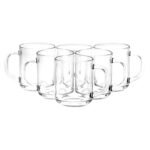 Yera Transparent Glass Mug with Handle 240 ml Set of 6| Transparent For Coffee, Tea, Cappuccino, Latte, Iced Tea, or Hot and Cold Beverages|Ideal for Home| Party, Restaurant, Gifting|Special Occasions