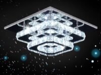 12Inch 2LayerSquare Multicolor Crystal Chandelier for Living Room Modern Ceiling Light for Hall Dining Room Led Fixtures Hanging Ring Pendent lw25