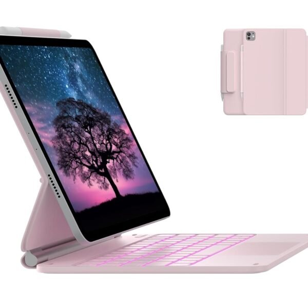 typecase Edge Keyboard for iPad Air 11 (M3/M2), Air 5th/4th & Pro 11 (4th/3rd/2nd/1st), 11-Color Backlit,Magic Floating Cantilever,Precision Multi-Touch Trackpad-Pink'25 (Not fit A16/10th/11-M4)