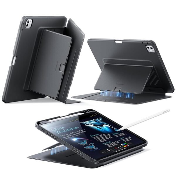ESR for iPad Pro 11 Inch Case (M5/M4) Cover 2025/2024, Vertical Stand Cover, Multi Stand Angles, Ultra-Stable Case for iPad Pro 11 with Pencil Holder, Flip Series, Black