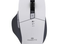 Amkette Hush Pro Epic M Rechargeable Wireless Mouse/Bluetooth Mouse | 3 Device Connectivity (2xBT&2.4G) with Top Mounted Device Switch Button, Silent Switches, Ergonomic Design, Upto 3200 DPI (White)