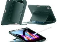 ESR for iPad Air 11 Inch M3/M2 Case (2025/2024), iPad Air 5th/4th Gen (2022/2020), Vertical Stand Cover, Multi Stand Angles, Ultra-Stable Case with Pencil Holder, Flip Series, Midnight Green