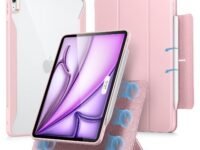 ESR for iPad Air 13 inch Case M3/M2 (2025/2024), iPad Air 13 Cover with Pencil Holder, Removable Magnetic Cover, Vertical Stand, Fully Supports Pencil Pro/Pencil (USB-C), Rebound 360 Series, Pink