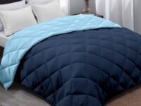 AYKA Reversible Comforter 220 GSM Microfiber Reversible AC Comforter/Blanket for Winter/Quilt/Duvets for Queen Size Single Bed Comforter (60 * 90, SkyBlue & Navyblue)| TC - 220